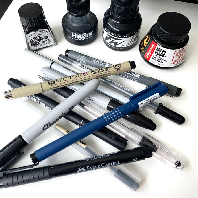 How to Choose a Black Fineliner or Ink for Watercolour: A Review
