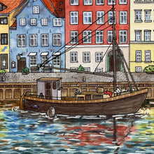 Load image into Gallery viewer, Nyhavn Canal of Copenhagen, Denmark Downloadable Colouring Page