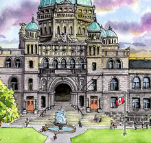 Load image into Gallery viewer, Victoria Parliament Building at Sunset | Watercolour Art Print