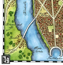 Load image into Gallery viewer, Tar Valon Wheel of Time Map, Giclée Watercolour and Ink Fantasy Map