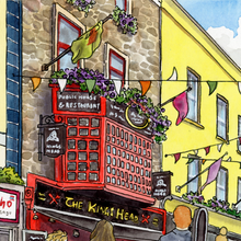 Load image into Gallery viewer, The Lively Streets of Galway | Watercolour Art Print