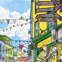Load image into Gallery viewer, The Lively Streets of Galway | Watercolour Art Print