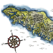 Load image into Gallery viewer, Vancouver Island Map with Towns and Cities | Watercolour Art Print
