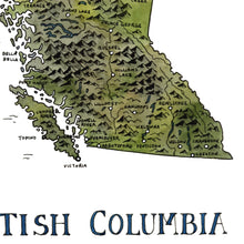 Load image into Gallery viewer, Rustic Map of British Columbia | Watercolour Art Print