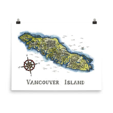 Load image into Gallery viewer, Vancouver Island Map with Towns and Cities | Watercolour Art Print