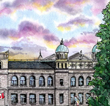 Load image into Gallery viewer, Victoria Parliament Building at Sunset | Watercolour Art Print
