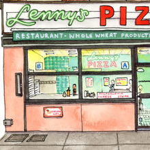 Load image into Gallery viewer, Lenny&#39;s Pizza in Brooklyn, New York | Watercolour Art Print
