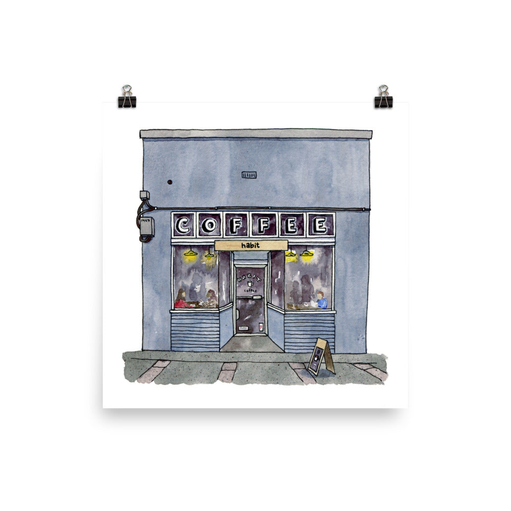 Habit Coffee Shop Victoria BC | Watercolour Art Print