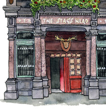 Load image into Gallery viewer, The Stag&#39;s Head Pub of Dublin  | Watercolour Art Print
