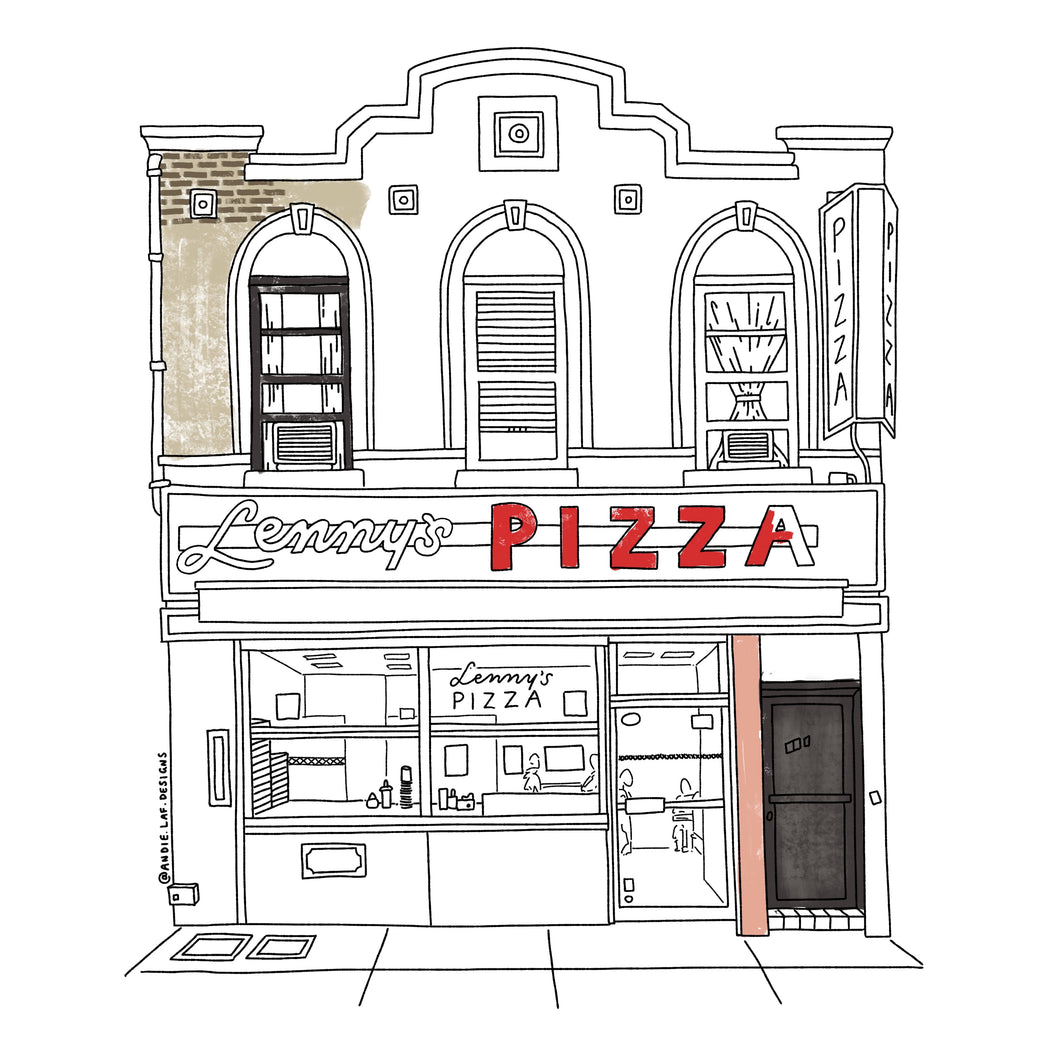 Lenny's Pizza in Brooklyn Colouring Page