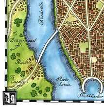 Load image into Gallery viewer, Tar Valon Wheel of Time Map, Giclée Watercolour and Ink Fantasy Map
