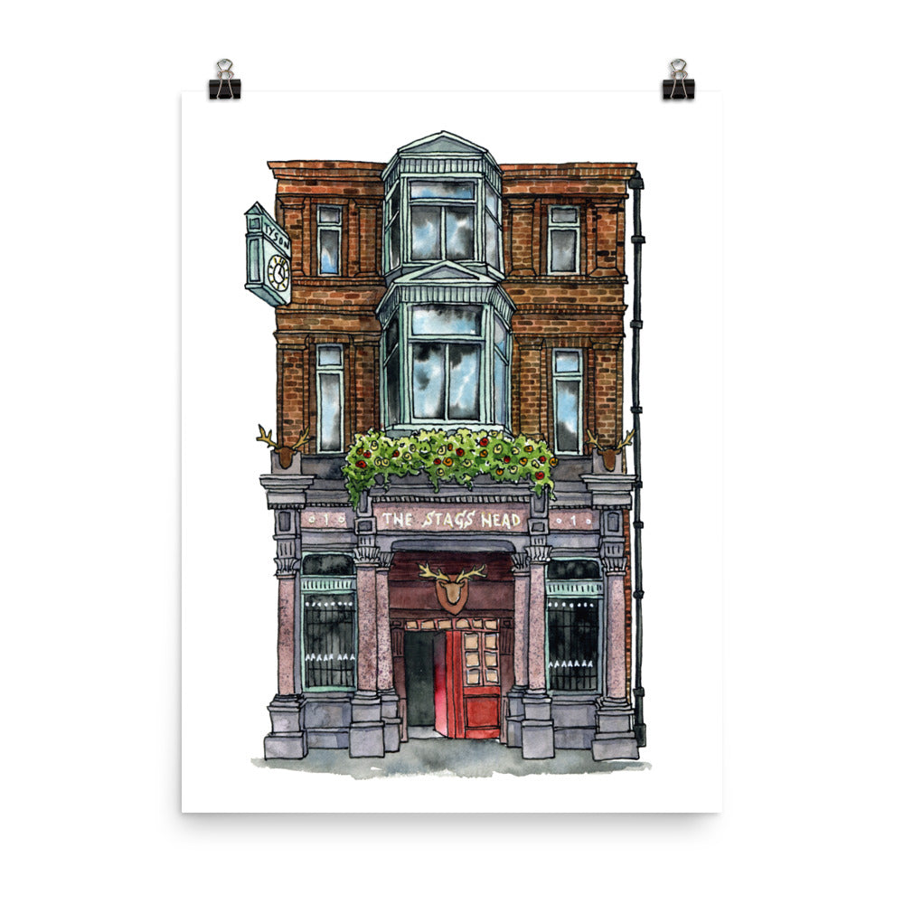 The Stag's Head Pub of Dublin  | Watercolour Art Print