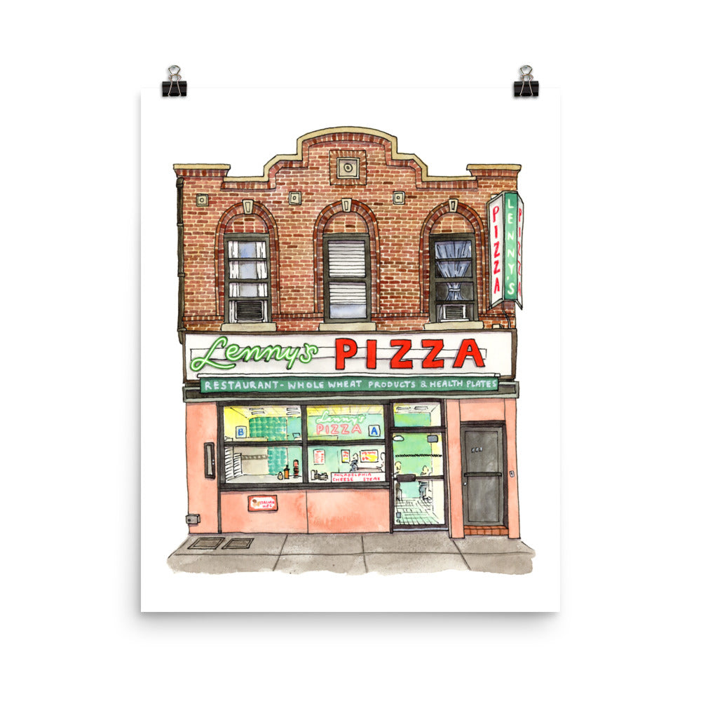 Lenny's Pizza in Brooklyn, New York | Watercolour Art Print